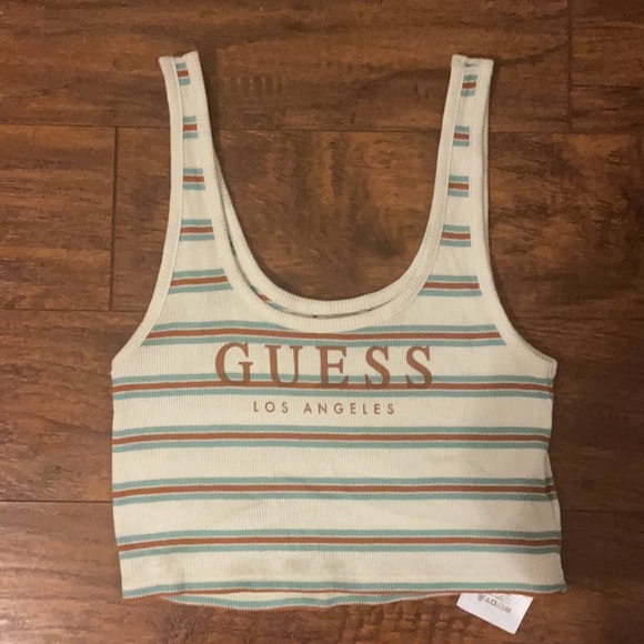 New Without Tags Guess White Striped Crop Top - Picture 4 of 10